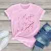 Camiseta Transfronteriza Aliexpress Estampado de Flor de Cerezo Sakura, Cuello Redondo Casual N