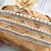 Ventas Directas de Fábrica Chifón con Encaje y Perlas, Adorno de Perlas de un Solo Lado, Encaje Bordado para Ropa, Zapatos, Sombreros, Accesorios DIY