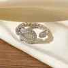 Hebilla de Cinturón de Lujo Ligero y de Gama Alta Totalmente Incrustada con Diamantes Anillo Abierto para Mujer Cobre Chapado en Oro No se Desvanece Moda Anillo Abierto de Lujo Ligero