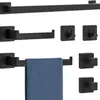 Juego de barra para toallas de tubo cuadrado transfronterizo, toallero de acero inoxidable, accesorios cuadrados para baño, juego de cinco piezas para baño