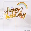 Decoração de bolo Balão de ar quente céu nuvens arco-íris criativo felizaniversário cartão de bolo plug-in