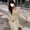 Design Sense Niche Coração-ajuste Pescoço Pendurado Vestido Slim-fit Feminino 2024 Outono e Inverno Nova Cintura Slimming Saia Longa