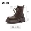 Botas Martin de suela gruesa para mujer ZHR, nueva colección otoño/invierno 2026, botines de tobillo modernos y versátiles de estilo británico, botas de motociclista adelgazantes