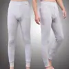 Calça térmica masculina fina de cintura média para primavera e outono leggings calça de baixo não forrada de lã calça quente roupa íntima