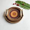 Cesta de frutas tejida de ratán, cesta de pan tejida, bandeja para aperitivos, mesa de café, bandeja para pasteles, cesta de almacenamiento de escritorio