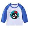 Camiseta de algodón de manga raglán para niños y niñas, cuello redondo, básica, manga larga, para primavera y otoño, camiseta para bebé de TikTok