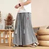 Pantalones rectos holgados, modelo nuevo 8X, pantalones-falda estilo chino Hanfu, pierna ancha, bordados de verano L pantalones largos casuales para hombre