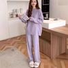 Conjunto de Suéter de Punto Otoño e Invierno para Mujer 2025 Estilo Nuevo Cuello Redondo Color Sólido Suéter de Punto con Abertura y Pantalones Conjunto de Dos Piezas