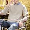 Suéter Masculino Estilo Nuevo 2026 con Cuello de Camisa Falso de Dos Piezas, Tejido Casual, Suéter Tendencia Coreana Otoño e Invierno para Hombre~