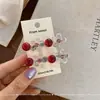 Pinza para el pelo coreana Ins nueva, redonda, con cuentas rojas y pedrería, flor transparente, dulce y a la moda, pinza para flequillo, pinza lateral, accesorios para el cabello