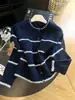 Directo de fábrica, cárdigan de punto a rayas suelto y casual estilo coreano para mujer, chaqueta suéter de bloques de color, moderno 13450