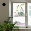 Fun-F1164 Enredadera Acuarela Pájaro Jaula Balcón Exterior Ventana de Cristal Embellecimiento Decoración Pegatina para Ventana Autoadhesiva UV