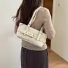 Bolso de Hombro Estilo Coreano Relajado de Ante y Velour Tipo Baguette para Debajo del Brazo Decoración con Hebilla de Cuero Casual para Compras Callejeras Gran Capacidad para Viajes