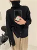 Nuevo Suéter Suave de Cuello Alto Estilo Coreano y Japonés para Mujer Otoño/Invierno 2026, Diseño Vintage con Botones, Tejido Simple para Ropa de Abrigo