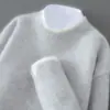Suéter 100% Lã Pura Masculino Gola Redonda Engrossado Moda Solto Malha Simples Malha Solta Camada Base Dropshipping Transfronteiriço
