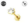 Novos Piercings de Lábio e Brincos de Liga de Titânio G23 com Base Plana e Rosca Interna, Disponíveis nas Cores Prata e Dourado, Atacado