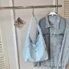 Bolsa de Lona de Lunares para Mujer 2026 Nueva Bolso Tote de Hombro de Gran Capacidad Estilo Japonés Estilo Ins Bolso Tote para Estudiante