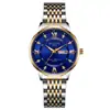 Reloj de Pulsera Clásico de Negocios para Hombre con Cuarzo, Números Romanos e Incrustaciones de Diamante, Reloj con Calendario Simple/Doble, Correa de Acero Inoxidable Resistente al Agua