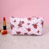 Bolsa casual estilo coreano, bolsa de cosméticos com letras jacquard, bolsa de cosméticos quadrada horizontal, bolsa de mão para cosméticos, bolsa de higiene feminina