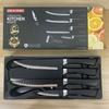 Juego de cuchillos de cocina de fábrica mango PP onda negra antiadherente pintura de acero inoxidable negro chino juego completo de cuchillos regalos de empresa