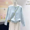 Verde y Amarillo Frutal~Estilo Coreano Pequeño Color Sólido Suave Dulce Chaqueta Cardigan de Punto Suave para Primavera, Otoño e Invierno