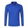Camisa polo de manga larga para hombre de primavera y otoño con logotipo bordado, top de color liso