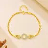 Pulsera de dona super brillante con incrustaciones de diamantes estilo INS europeo y americano para mujer, joyería de diseño único, chapada en oro de 18 quilates, accesorio que no se decolora
