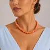 Joia Cruzada Europeia e Americana Colar de Pérolas Vermelhas com Contas para Mulheres Moda Geométrico Gargantilha de Contas Redondas Conjunto de Correntes para Clavícula