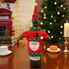 Conjunto Bordado à Máquina de Desenho Animado para Garrafa de Vinho Conjunto de Duas Peças Conjunto de Louça do Papai Noel Decorações de Natal Atacado