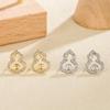 Mini aretes pequeños micro incrustados de circonita huecos con forma de calabaza de dinero, aretes de nicho para el cartílago de la oreja de temperamento simple para mujer