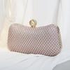 Bolsa de Jantar Nova 2025 Transfronteiriça Europeia e Americana Retrô Malha Diamante Diamante Colorido Banquete Clutch Bolsa Transversal Bolsa de Casamento Nupcial