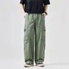 Verão 2026 Novo Ootd Tendência Workwear Versátil Solto Verde Claro Scimitar Calça Casual Cintura Média Em Estoque