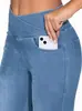 Jeans Skinny Popular da Amazon, Estilo Europeu e Americano, Cintura Alta, Controle da Barriga, Alta Elasticidade, Leggings de Bolso Duplo, Calças Longas Transfronteiriças
