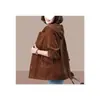 Jaqueta Feminina de Veludo Cotele Nova Primavera/Outono 2026 Casual Modelagem Solta Emagrecedora Estilo Fino Roupa Externa para Mulheres de Meia-Idade e Idosas