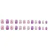 Piezas de Manicura Florales Moradas Rosas Casuales Blanqueadoras Explosivas Parche de Uña Removible Uña Portátil Producto Terminado Corto Venta al por Mayor