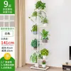 Rack de Armazenamento de Varanda Escalonado de Camadas Múltiplas para Sala de Estar, Exterior de Chão em Ferro Forjado Suculenta Rabanete Verde Simples Suporte para Vasos de Flores