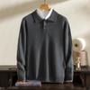 Suéter de Cachemira para Hombre 100 Cachemira Siete Agujas Grosor Aguja Yuanbao Suéter POLO de Dos Botones Suéter de Cachemira Tejido de Alta Calidad