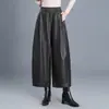Calça feminina larga e curva, da moda e versátil, novo estilo outono 2026, cintura alta elástica, emagrecimento, calça casual solta, moderna