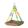 Rede Pendurada Plataforma Tecida de Palha Brinquedo para Papagaio Pássaro Rede de Escalada para Pequenos Animais Decoração de Gaiola de Pássaro Tecida Rede para Dormir de Répteis Corda de Palha