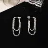 Pendientes Largos de Borla con Cadena Doble Retorcida de Metal, Diseño de Nicho, Clavos de Plata de Lujo Ligero, Versátiles y Elegantes