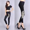Pantalones de Mujer Ajustados de Moda con Parche de Plumas y Lentejuelas Pantalones Cortos de Venta Caliente Coreanos Leggings de Algodón Ajustados para Mujer Venta al por Mayor