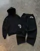Sudadera y Pantalón de Chándal con Estampado de CD de Personalidad Callejera Americana 2025 Conjunto al por Mayor Sudadera con Capucha Y2