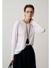 Camiseta de Algodón Pima con Costura Central, Diseño Ligeramente Holgado de Manga Larga, Nuevo Modelo Primavera/Verano 2026, Cuello Redondo, Cómoda, Versátil, Estilo Minimalista para Mujer