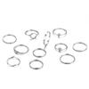 Anillo de venta caliente transfronterizo moda europea y americana anillo simple liso corrugado palabra O combinación de anillos 11 piezas salida de fábrica