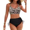 Nuevo traje de baño bikini de dos piezas para mujer, comercio exterior europeo y americano, ajustado, de cintura alta, sexy, aguas termales, traje de baño transfronterizo en stock