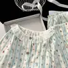 Nuevo conjunto de pijama de algodón nube con encaje de oso lindo y moderno para mujer, cárdigan de manga larga de otoño y primavera, ropa de estar de dibujos animados