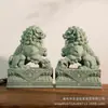 Ornamento Criativo de Leão em Arenito Verde Esculpido Estilo Chinês para Pátio, Entrada de Casa, Mesa de Trabalho, Animal de Chá e Decoração de Mesa de Chá
