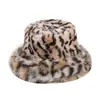 Otoño Invierno 2026 Nuevo Sombrero de Piel para Mujer Estilo Europeo Americano Piel Sintética de Zorro Piel de Visón Patchwork Felpa Estampado de Leopardo Sombrero de Pescador Transfronterizo