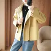 Abrigo de lana de doble cara para mujer, nuevo estilo otoño e invierno, bloques de color, casual, corto, petite, abrigo de tacto de alta gama