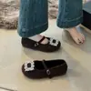 Zapatos Mary Jane de pelo para mujer con hebilla cuadrada de pedrería, colección otoño/invierno 2026, punta cuadrada, diseño de una sola tira, suela suave, cálidos, planos y adecuados para usar en exteriores